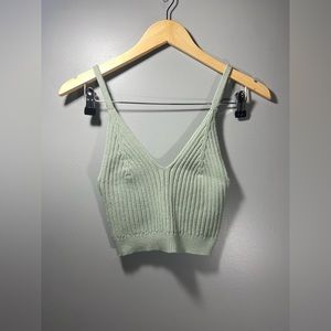 Coco and Shay sage boho ribbed knit crop top